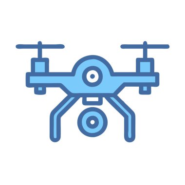 Bir İHA 'nın basit uçak vektör klipsi temiz ve minimal stil düz ikon resimlemesi.