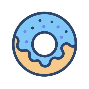Basit bir düzlem vektör klipsi bir donutun temiz ve minimal stil düz ikon resimlemesi.
