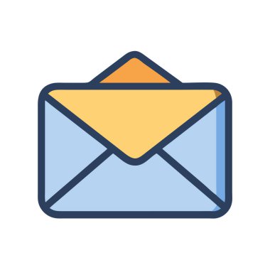 Basit bir düzlem vektörü, bir zarfın temiz ve minimal stil düz simge çiziminde parçalanmış halidir.