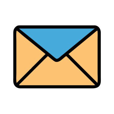 Basit bir düzlem vektörü, bir zarfın temiz ve minimal stil düz simge çiziminde parçalanmış halidir.