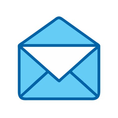 Basit bir düzlem vektörü, bir zarfın temiz ve minimal stil düz simge çiziminde parçalanmış halidir.