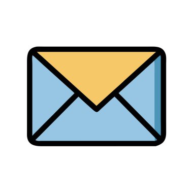 Basit bir düzlem vektörü, bir zarfın temiz ve minimal stil düz simge çiziminde parçalanmış halidir.