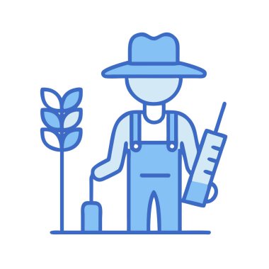 Basit bir uçak vektörü, temiz ve minimal stil düz ikon illüstrasyonunda bir çiftçiye ait..