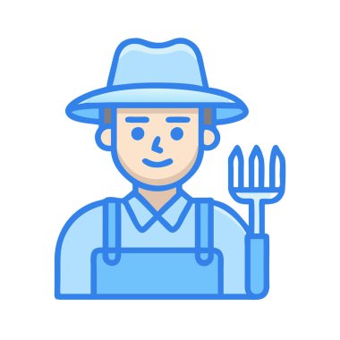 Basit bir uçak vektörü, temiz ve minimal stil düz ikon illüstrasyonunda bir çiftçiye ait..