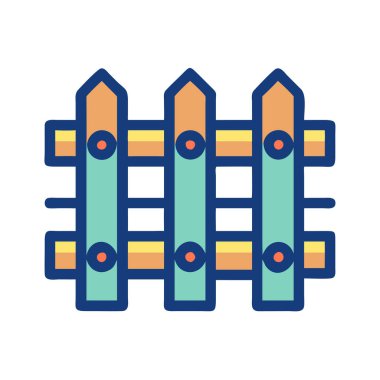 Basit bir düzlem vektörü, bir çitin temiz ve minimal stil düz ikon illüstrasyonunda uzanır..