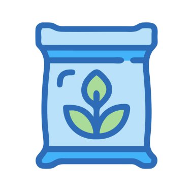 Bir gübre torbasının basit bir uçak vektör klipsi temiz ve minimal stil düz resim.