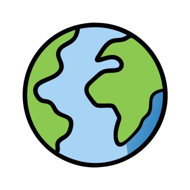 Basit bir düzlem vektörü, bir dünyanın temiz ve minimal stil düz ikon illüstrasyonunda parçalanmış halidir.