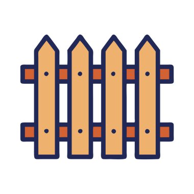 Basit bir düzlem vektörü, bir çitin temiz ve minimal stil düz ikon illüstrasyonunda uzanır..