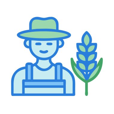 Basit bir uçak vektörü, temiz ve minimal stil düz ikon illüstrasyonunda bir çiftçiye ait..