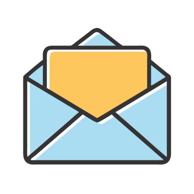 Basit bir düzlem vektörü, bir zarfın temiz ve minimal stil düz simge çiziminde parçalanmış halidir.