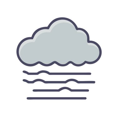 Basit bir düzlem vektörü, sislerin temiz ve minimal stil düz ikon çiziminde birleşimi.