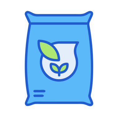 Bir gübre torbasının basit bir uçak vektör klipsi temiz ve minimal stil düz resim.