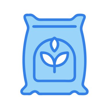 Bir gübre torbasının basit bir uçak vektör klipsi temiz ve minimal stil düz resim.