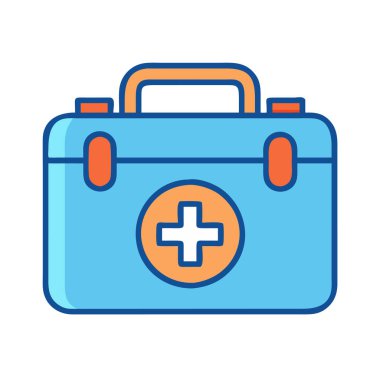 Bir ilk yardım çantasının basit bir uçak vektör klibi temiz ve minimal stil düz ikon resimlemesi.
