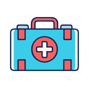 Bir ilk yardım çantasının basit bir uçak vektör klibi temiz ve minimal stil düz ikon resimlemesi.