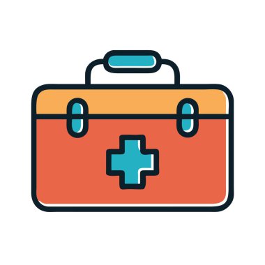 Bir ilk yardım çantasının basit bir uçak vektör klibi temiz ve minimal stil düz ikon resimlemesi.
