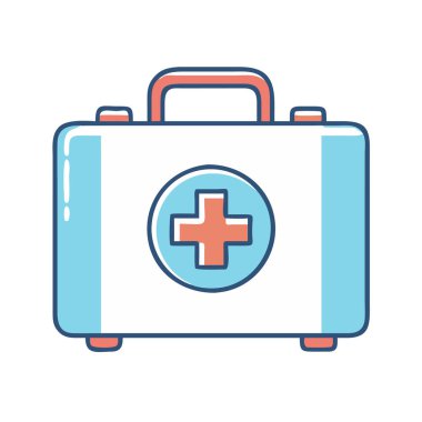 Bir ilk yardım çantasının basit bir uçak vektör klibi temiz ve minimal stil düz ikon resimlemesi.