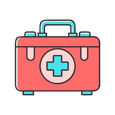 Bir ilk yardım çantasının basit bir uçak vektör klibi temiz ve minimal stil düz ikon resimlemesi.