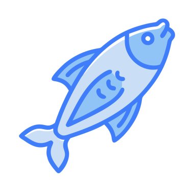 Basit bir düzlem vektörü, bir balığın temiz ve minimal stil düz resim çizimi ile doruk noktasına ulaşır..