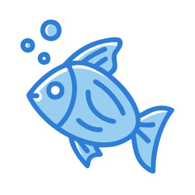 Basit bir düzlem vektörü, bir balığın temiz ve minimal stil düz resim çizimi ile doruk noktasına ulaşır..