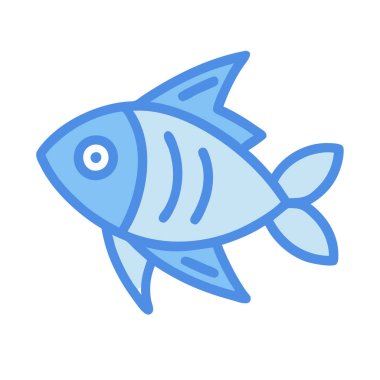 Basit bir düzlem vektörü, bir balığın temiz ve minimal stil düz resim çizimi ile doruk noktasına ulaşır..