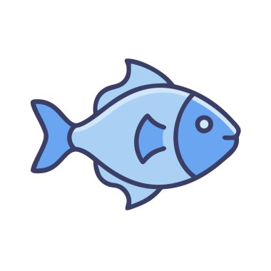 Basit bir düzlem vektörü, bir balığın temiz ve minimal stil düz resim çizimi ile doruk noktasına ulaşır..