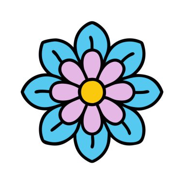 Basit bir düzlem vektörü, bir çiçeğin temiz ve minimal stil düz ikon illüstrasyonunda kesilir.