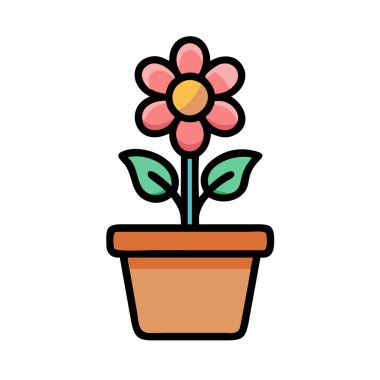 Basit bir uçak vektörü, bir saksının temiz ve minimal stil düz ikon illüstrasyonunda tırmanabiliyor..