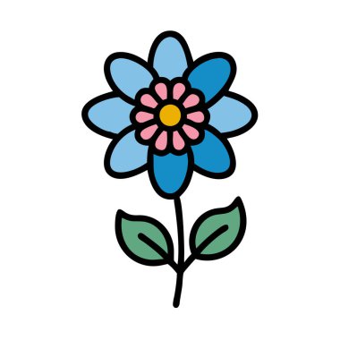 Basit bir düzlem vektörü, bir çiçeğin temiz ve minimal stil düz ikon illüstrasyonunda kesilir.