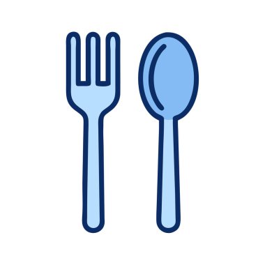 Bir çatal kaşığın basit uçak vektör klipsi temiz ve minimal stil düz ikon resimlemesi.