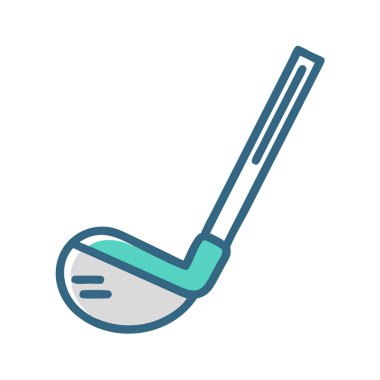 Basit bir uçak vektörü, bir golf kulübünün temiz ve minimal stil düz ikon illüstrasyonunda yer alır..