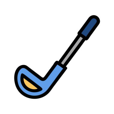 Basit bir uçak vektörü, bir golf kulübünün temiz ve minimal stil düz ikon illüstrasyonunda yer alır..