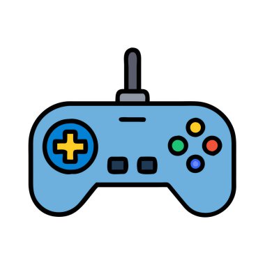 Bir oyun denetleyicisinin basit uçak vektör clipart temiz ve minimal stil düz ikon resimleme.