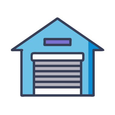 Basit bir uçak vektörü garajın temiz ve minimal stil düz resim çizimi.