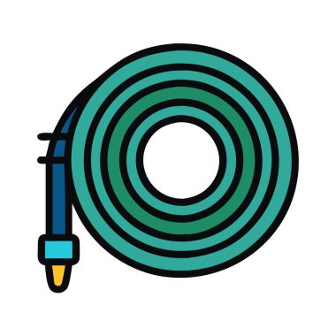 Basit bir uçak vektörü bahçe hortumunun temiz ve minimal stil düz ikon görüntülemesi.