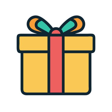 Basit bir uçak vektörü hediye kutusunun temiz ve minimal stil düz resim çizimi.