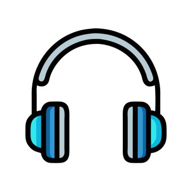 Basit bir uçak vektörü, bir kulaklığın temiz ve minimal stil düz simge çiziminde bir parçası.