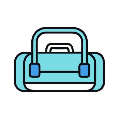 Basit bir uçak vektörü, spor çantasının temiz ve minimal stil düz resim çizimi şeklinde bir parçası.