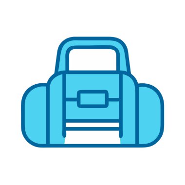 Basit bir uçak vektörü, spor çantasının temiz ve minimal stil düz resim çizimi şeklinde bir parçası.