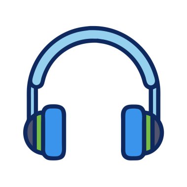 Basit bir uçak vektörü, bir kulaklığın temiz ve minimal stil düz simge çiziminde bir parçası.