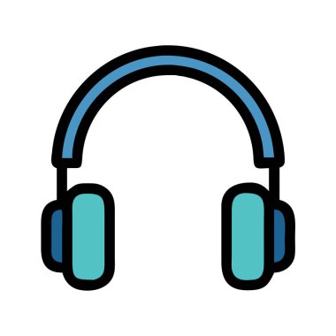 Basit bir uçak vektörü, bir kulaklığın temiz ve minimal stil düz simge çiziminde bir parçası.