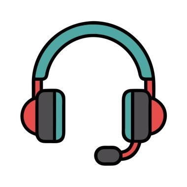 Basit bir uçak vektörü, bir kulaklığın temiz ve minimal stil düz simge çiziminde bir parçası.