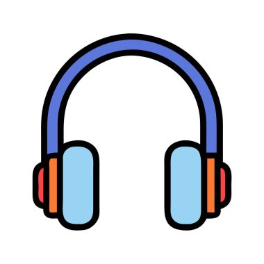 Basit bir uçak vektörü, bir kulaklığın temiz ve minimal stil düz simge çiziminde bir parçası.