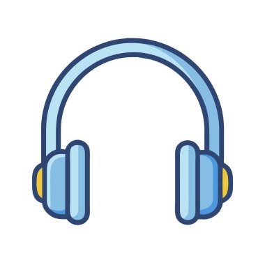 Basit bir uçak vektörü, bir kulaklığın temiz ve minimal stil düz simge çiziminde bir parçası.