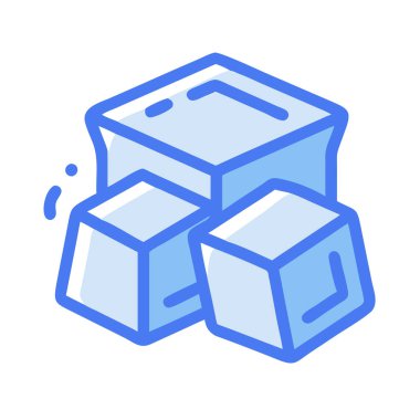 Bir buz küpünün basit uçak vektör klipsi temiz ve minimal stil düz simge gösterimi.