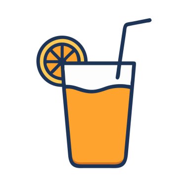 Basit bir düzlem vektörü bir meyve suyunun temiz ve minimal stil düz ikon illüstrasyonunda birleşimi.