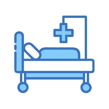 Basit bir uçak vektörü hastane yatağının temiz ve minimal stil düz resim çizimi.