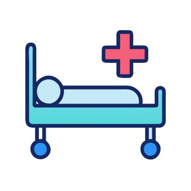 Basit bir uçak vektörü hastane yatağının temiz ve minimal stil düz resim çizimi.