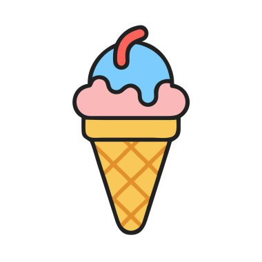 Basit bir uçak vektör klipsi bir dondurmanın temiz ve minimal stil düz ikon resimlemesi.