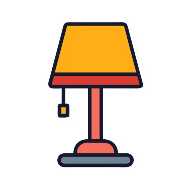 Basit bir uçak vektörü, bir lambanın temiz ve minimal stil düz ikon illüstrasyonunda tırmalanması.